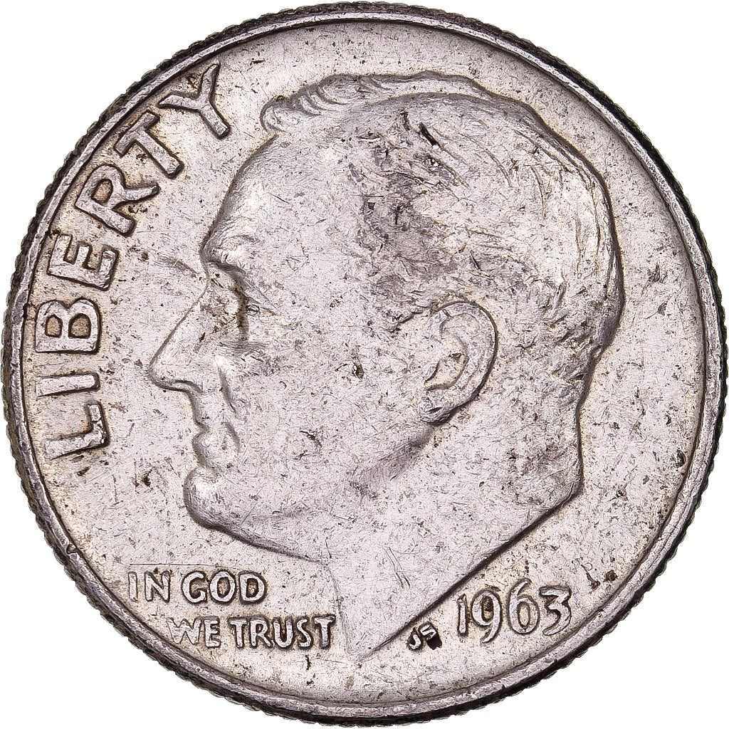 United States, Dime, Roosevelt, 1963, U.S. Mint, Silver, AU(50-53), KM:195