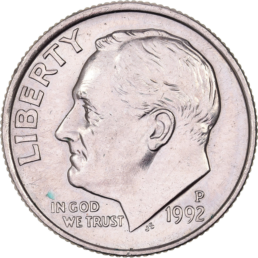 United States, Dime, Roosevelt, 1992, U.S. Mint, Copper-Nickel Clad Copper