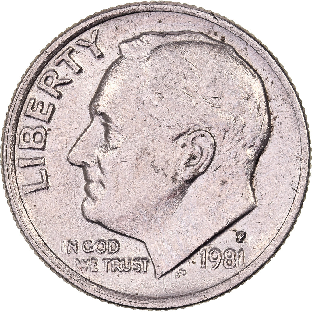 Vereinigte Staaten, Dime, Roosevelt, 1981, U.S. Mint, Copper-Nickel Clad Copper