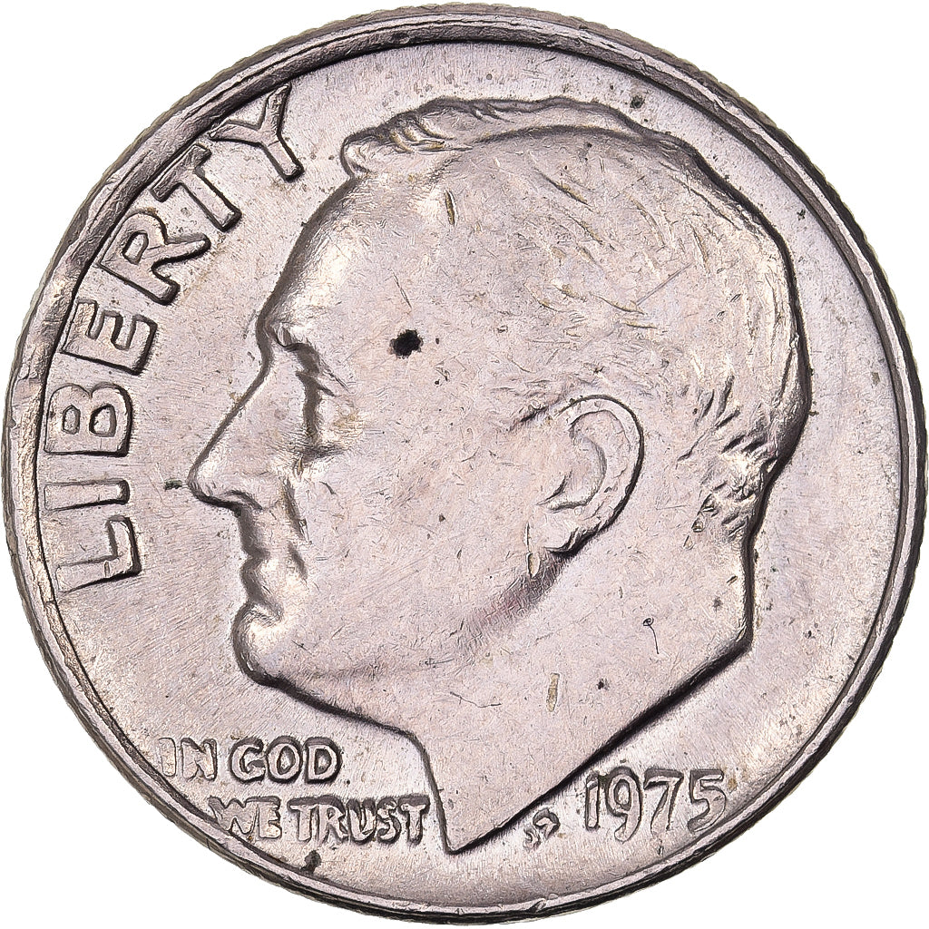 United States, Dime, Roosevelt, 1975, U.S. Mint, Copper-Nickel Clad Copper