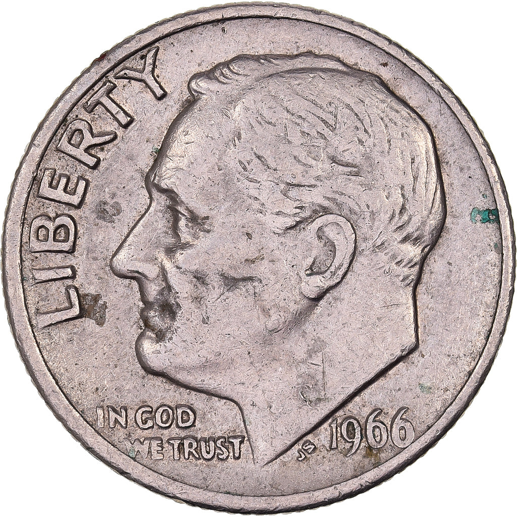 Vereinigte Staaten, Dime, Roosevelt, 1966, U.S. Mint, Copper-Nickel Clad Copper