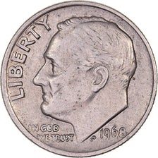 United States, Dime, Roosevelt, 1968, U.S. Mint, Copper-Nickel Clad Copper