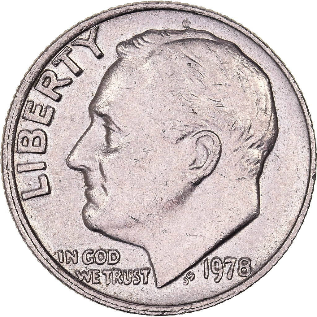 Stati Uniti, Dime, Roosevelt, 1978, U.S. Mint, Rame ricoperto in rame-nichel