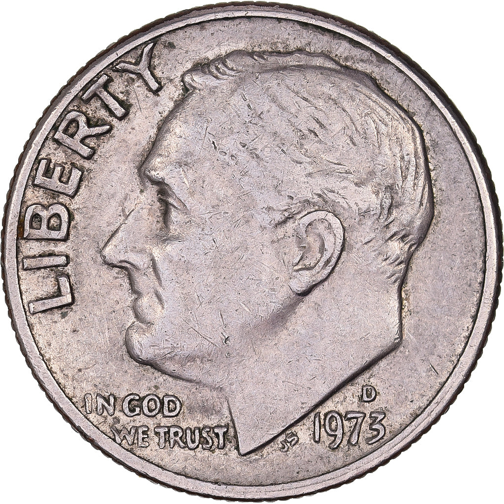 Vereinigte Staaten, Dime, Roosevelt, 1973, U.S. Mint, Copper-Nickel Clad Copper