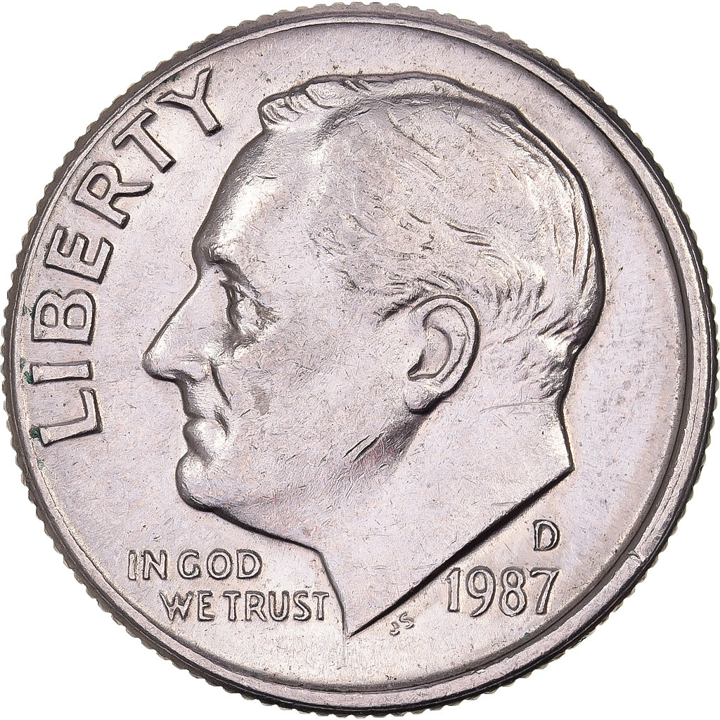 Vereinigte Staaten, Dime, Roosevelt, 1987, U.S. Mint, Copper-Nickel Clad Copper