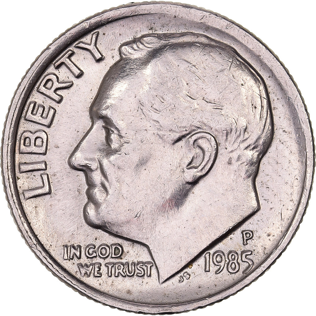 Estados Unidos da América, Dime, Roosevelt, 1985, U.S. Mint, Cobre Revestido a