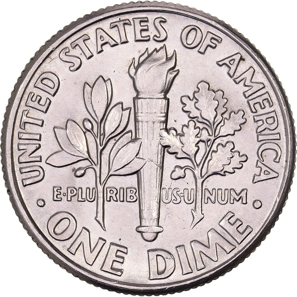 Estados Unidos da América, Dime, Roosevelt, 1990, U.S. Mint, Cobre Revestido a