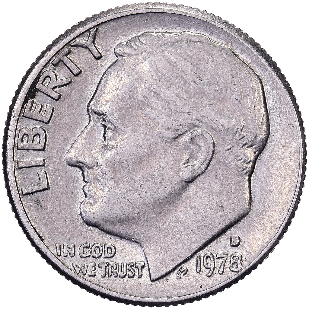 Estados Unidos da América, Dime, Roosevelt, 1978, U.S. Mint, Cobre Revestido a