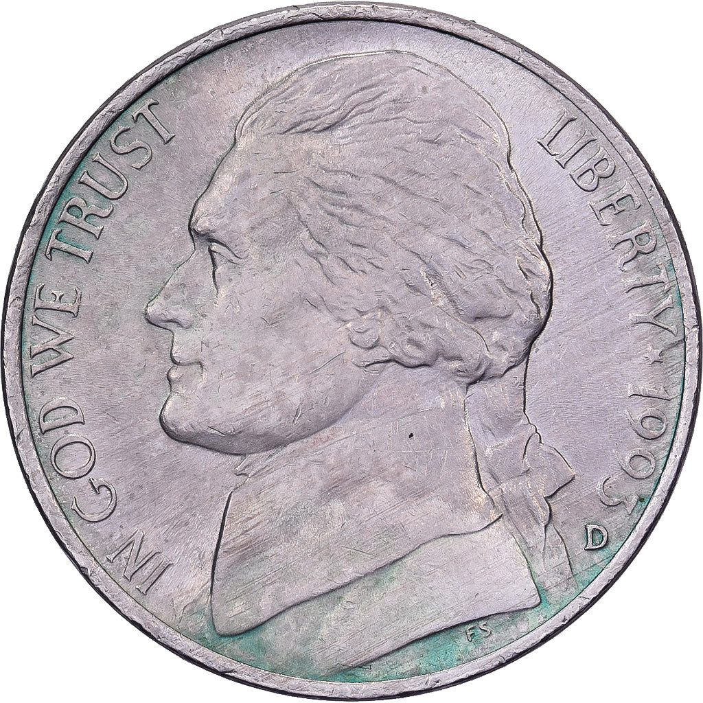 Estados Unidos, 5 Cents, Jefferson, 1993, U.S. Mint, Cobre - níquel, MBC