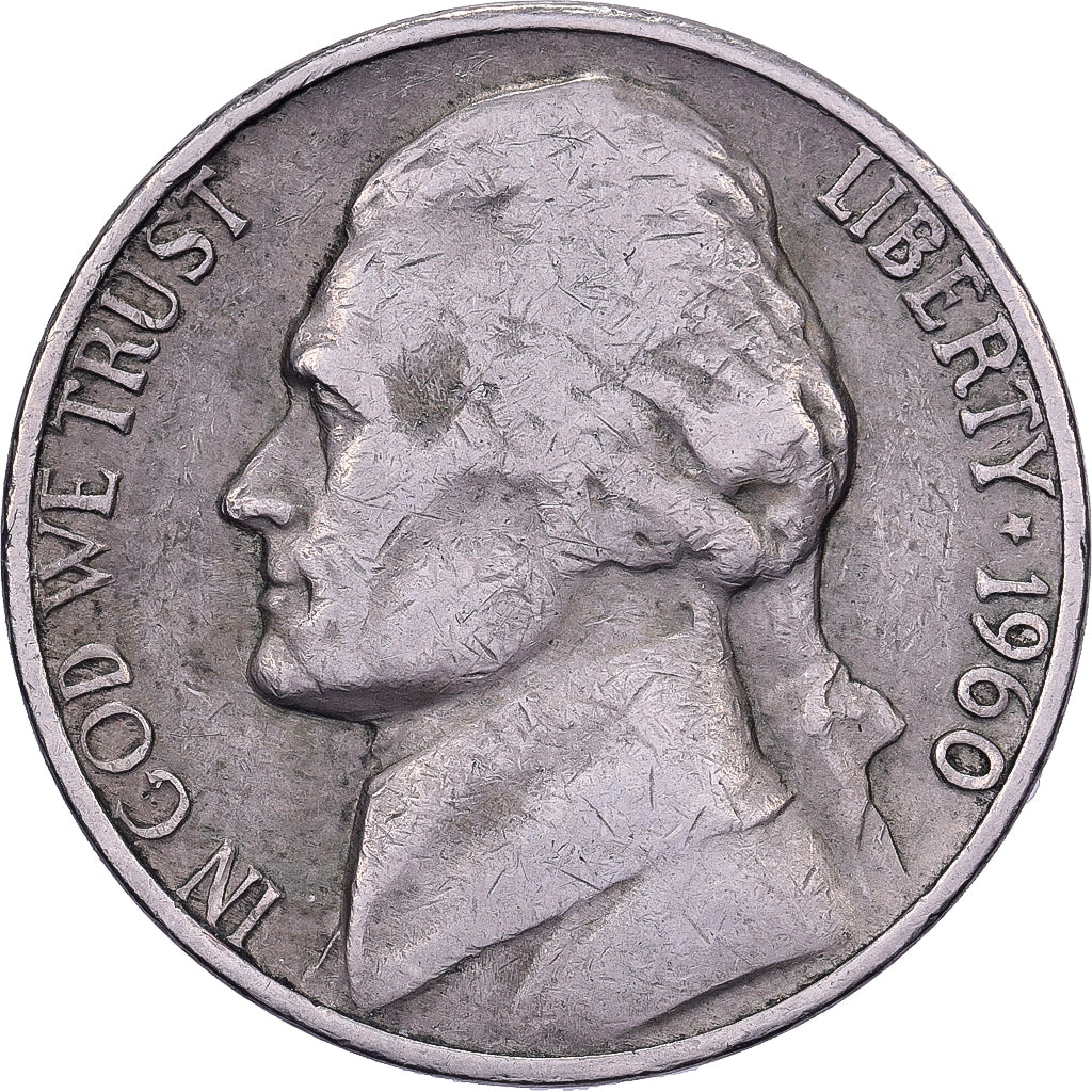 Estados Unidos, 5 Cents, Jefferson, 1960, U.S. Mint, Cobre - níquel, BC+