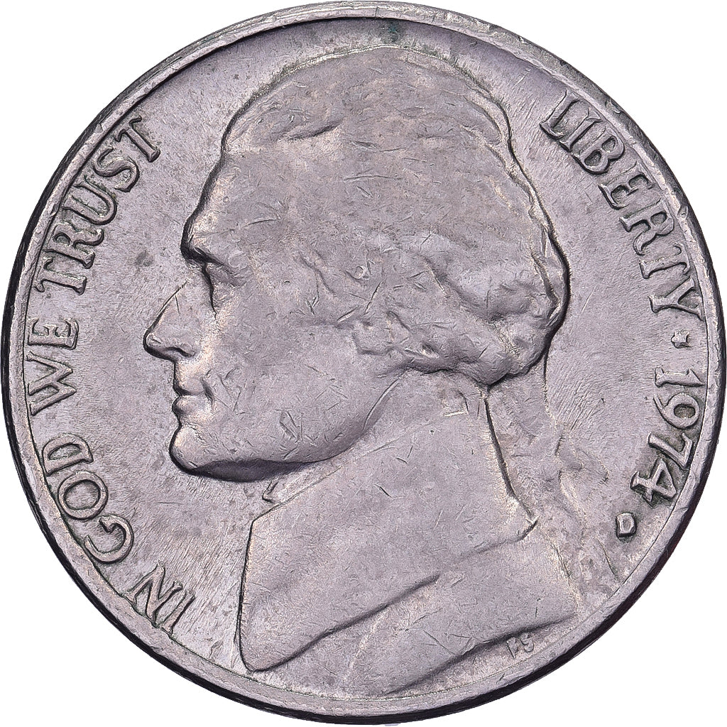 Estados Unidos, 5 Cents, Jefferson, 1974, U.S. Mint, Cobre - níquel, MBC