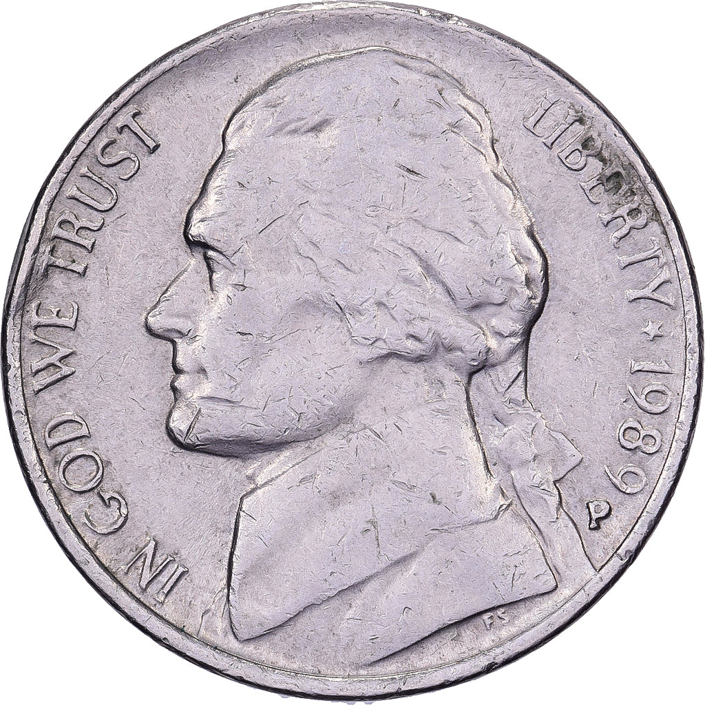 Verenigde Staten, 5 Cents, Jefferson, 1989, U.S. Mint, Cupro-nikkel, ZF, KM:A192
