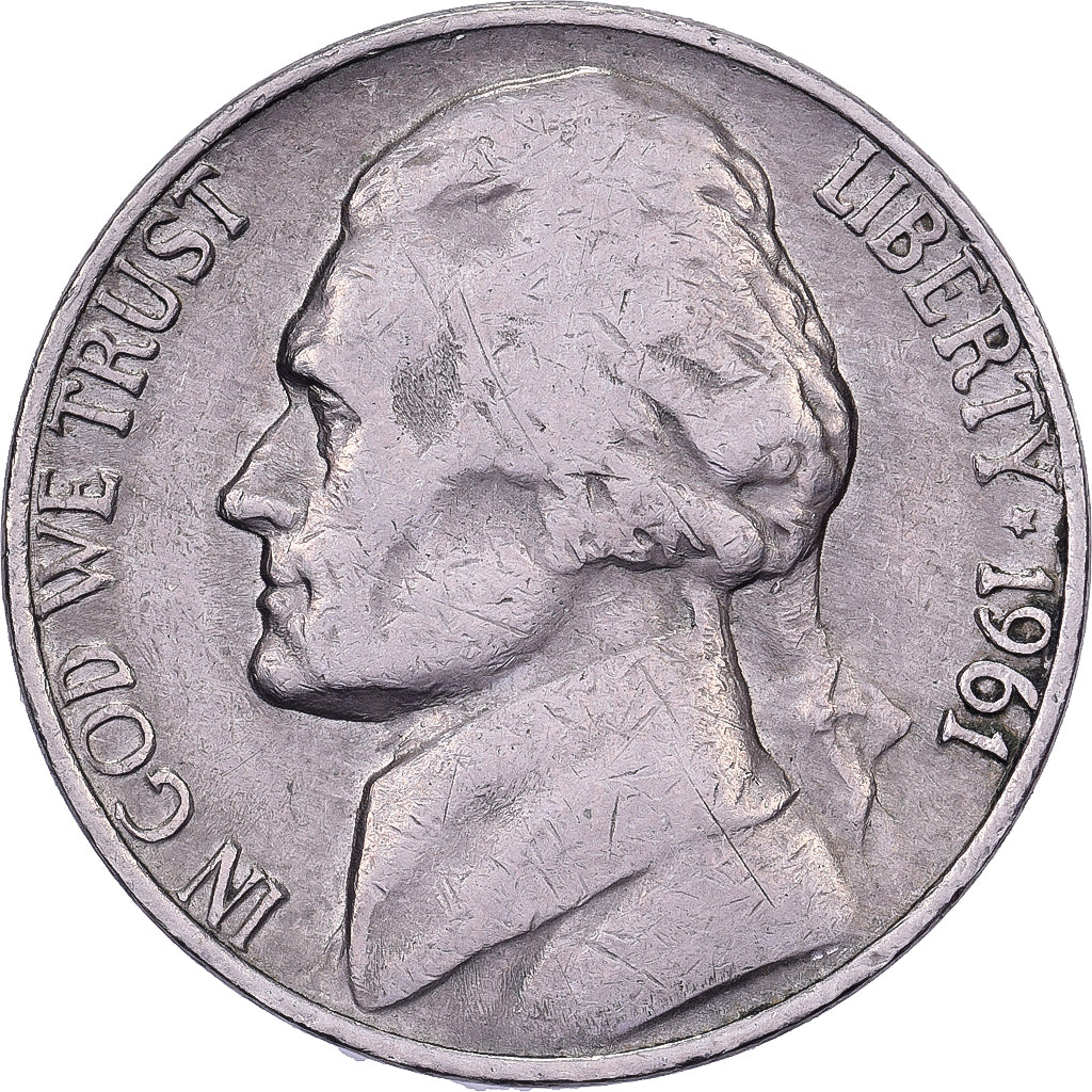 United States, 5 Cents, Jefferson, 1961, U.S. Mint, Copper-nickel, VF(30-35)