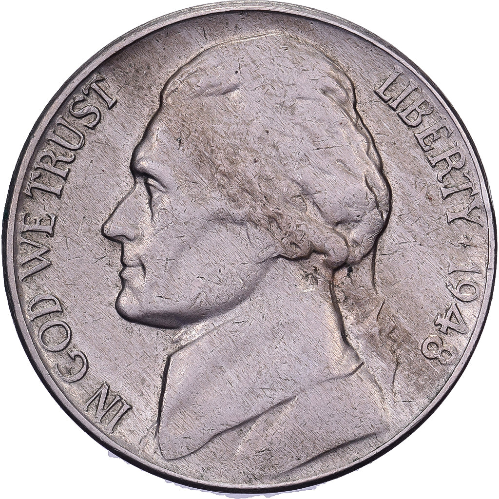 Estados Unidos, 5 Cents, Jefferson, 1948, U.S. Mint, Cobre - níquel, MBC