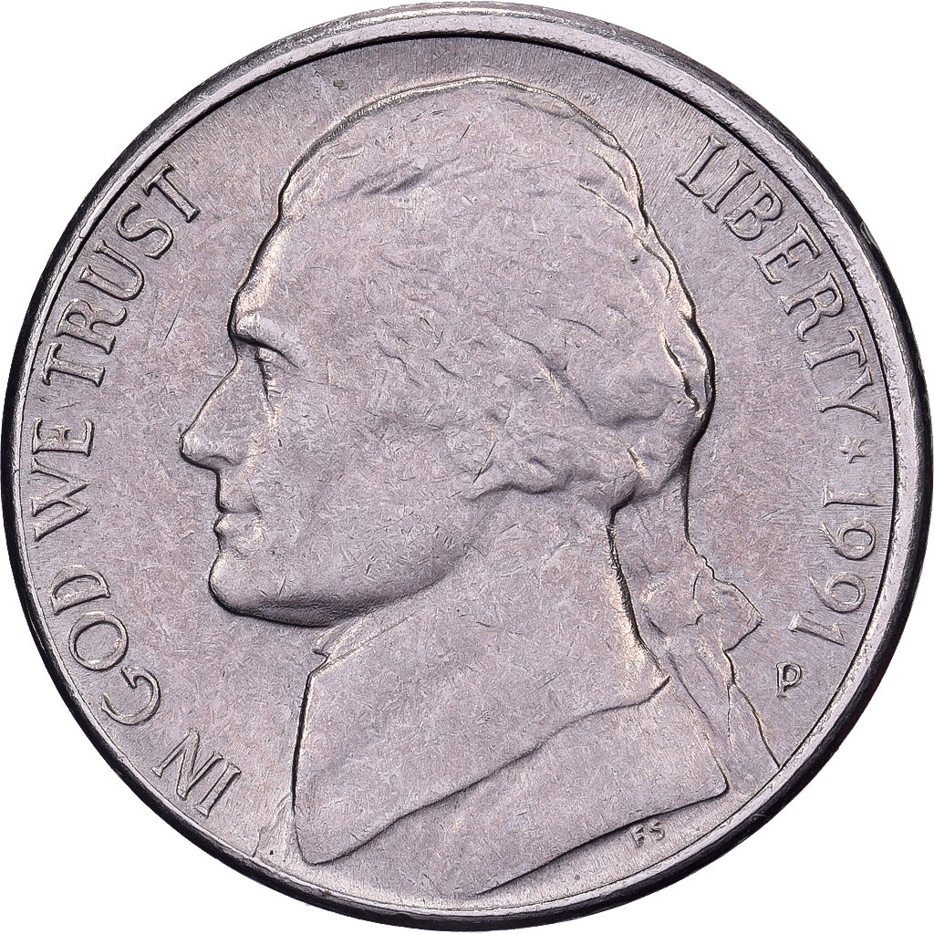 Verenigde Staten, 5 Cents, Jefferson, 1991, U.S. Mint, Cupro-nikkel, ZF, KM:A192