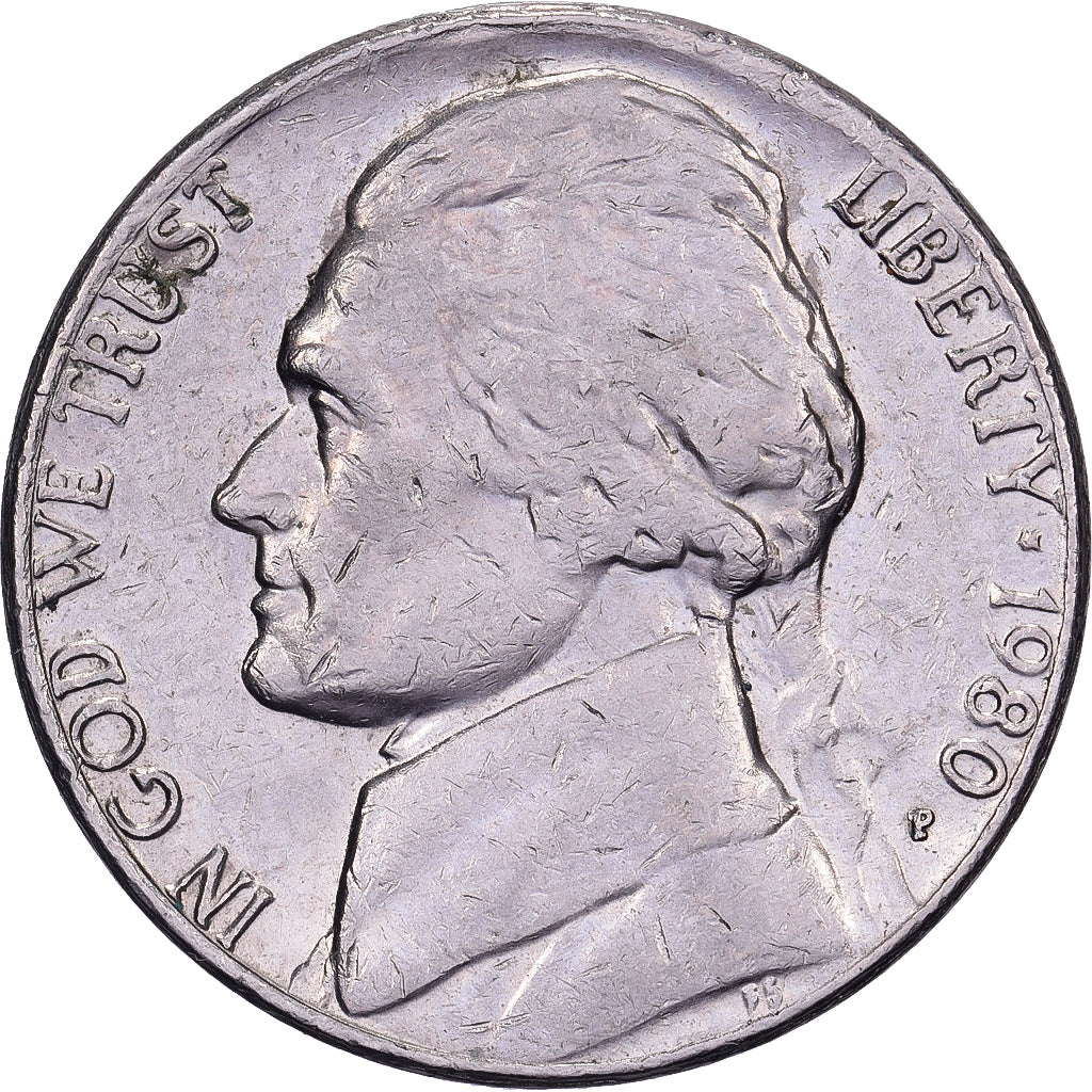 États-Unis, 5 Cents, Jefferson, 1980, U.S. Mint, Cupro-nickel, TTB, KM:A192