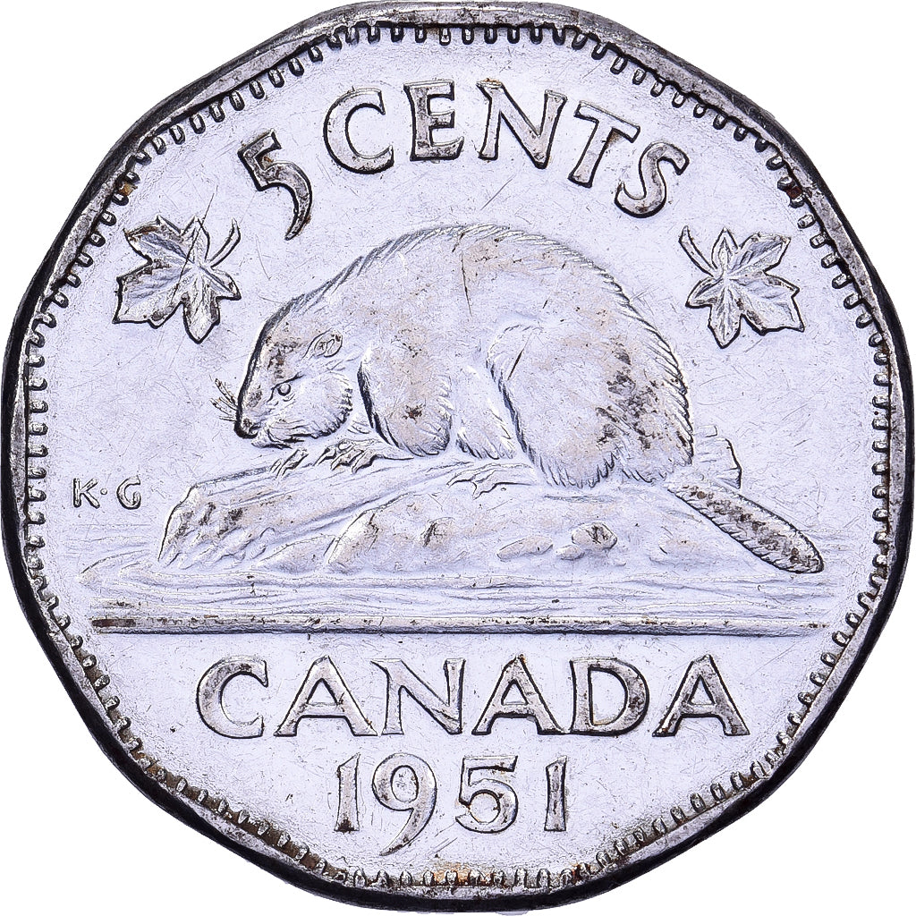 Canadá, George VI, 5 Cents, 1951, Royal Canadian Mint, Chromium And Nickel