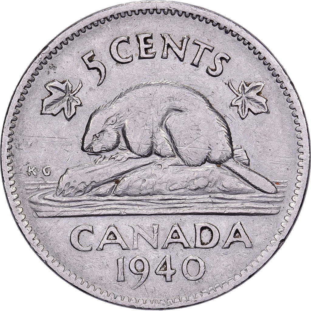 Canada, George VI, 5 Cents, 1940, Royal Canadian Mint, Nikiel, AU(50-53), KM:33