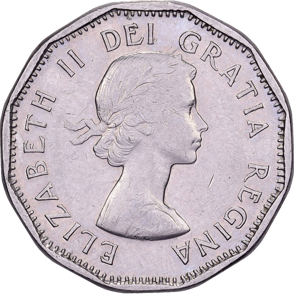 Canada, Elizabeth II, 5 Cents, 1959, Royal Canadian Mint, Nickel, ZF+, KM:50a