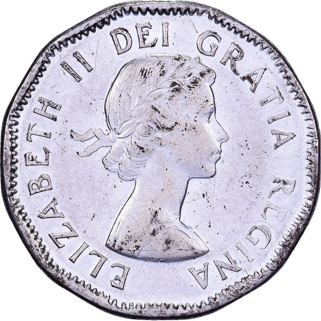 Canadá, Elizabeth II, 5 Cents, 1953, Royal Canadian Mint, Chromium And Nickel