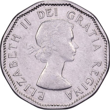 Canada, Elizabeth II, 5 Cents, 1957, Royal Canadian Mint, Nickel, AU(50-53)