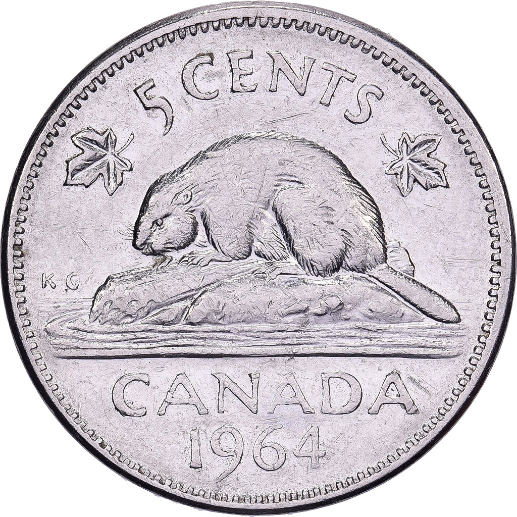 Canada, Elizabeth II, 5 Cents, 1964, Royal Canadian Mint, Nikiel, AU(50-53)