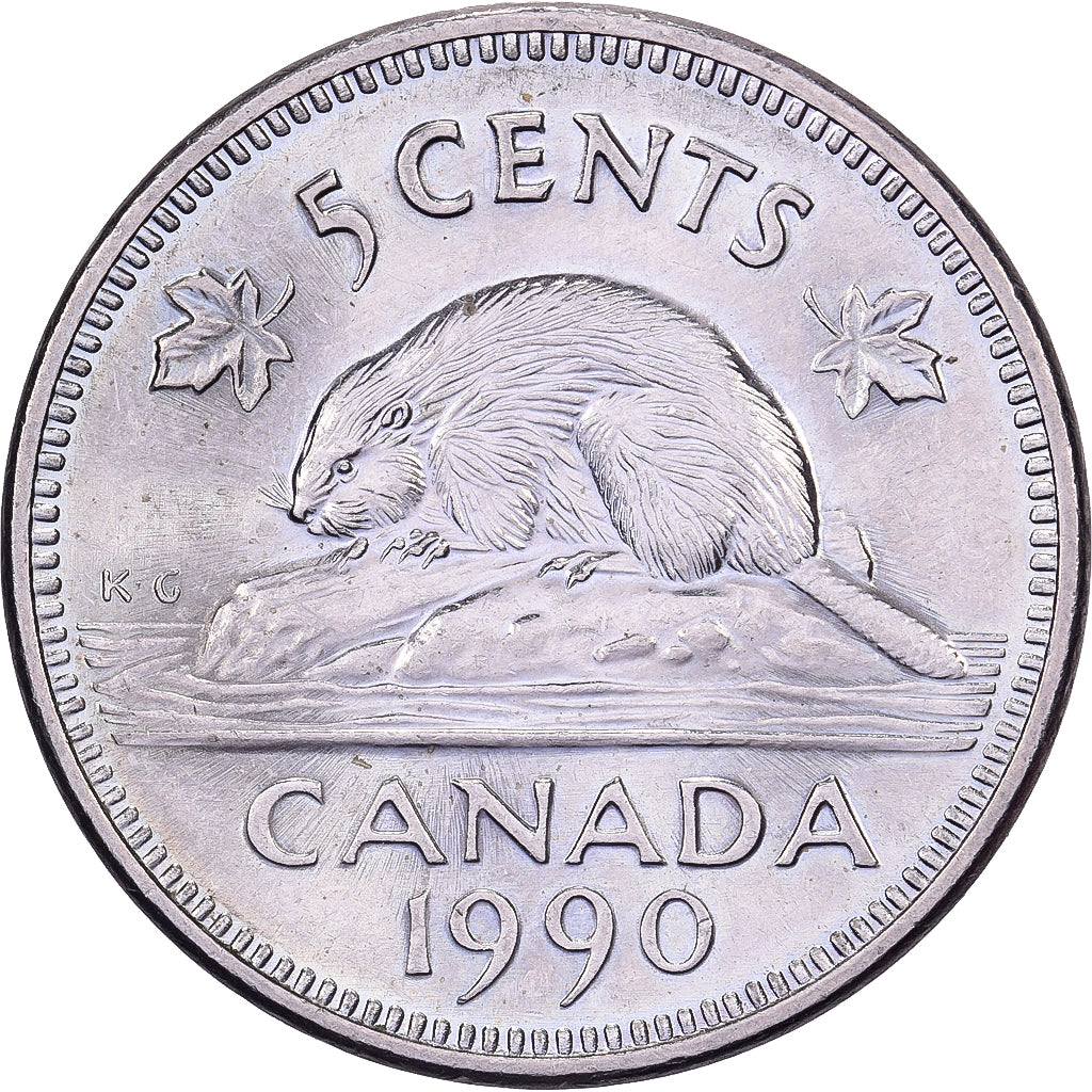 Canadá, Elizabeth II, 5 Cents, 1990, Royal Canadian Mint, Cobre - níquel, EBC