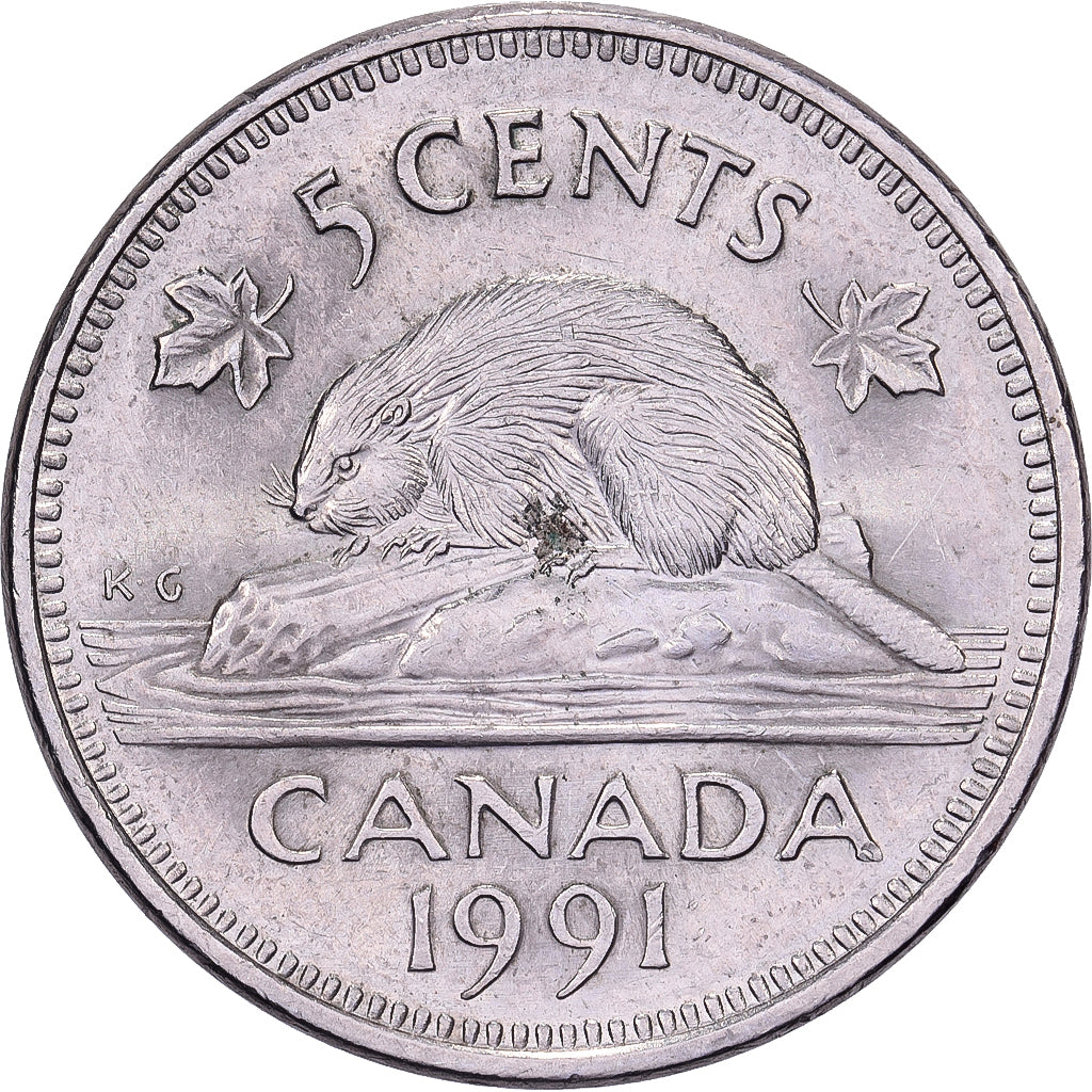 Canadá, Elizabeth II, 5 Cents, 1991, Royal Canadian Mint, Cobre - níquel, EBC