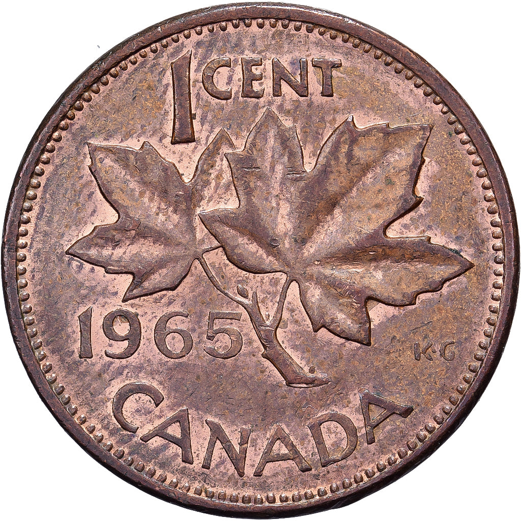 Canadá, Elizabeth II, Cent, 1965, Royal Canadian Mint, Bronce, MBC, KM:59.1