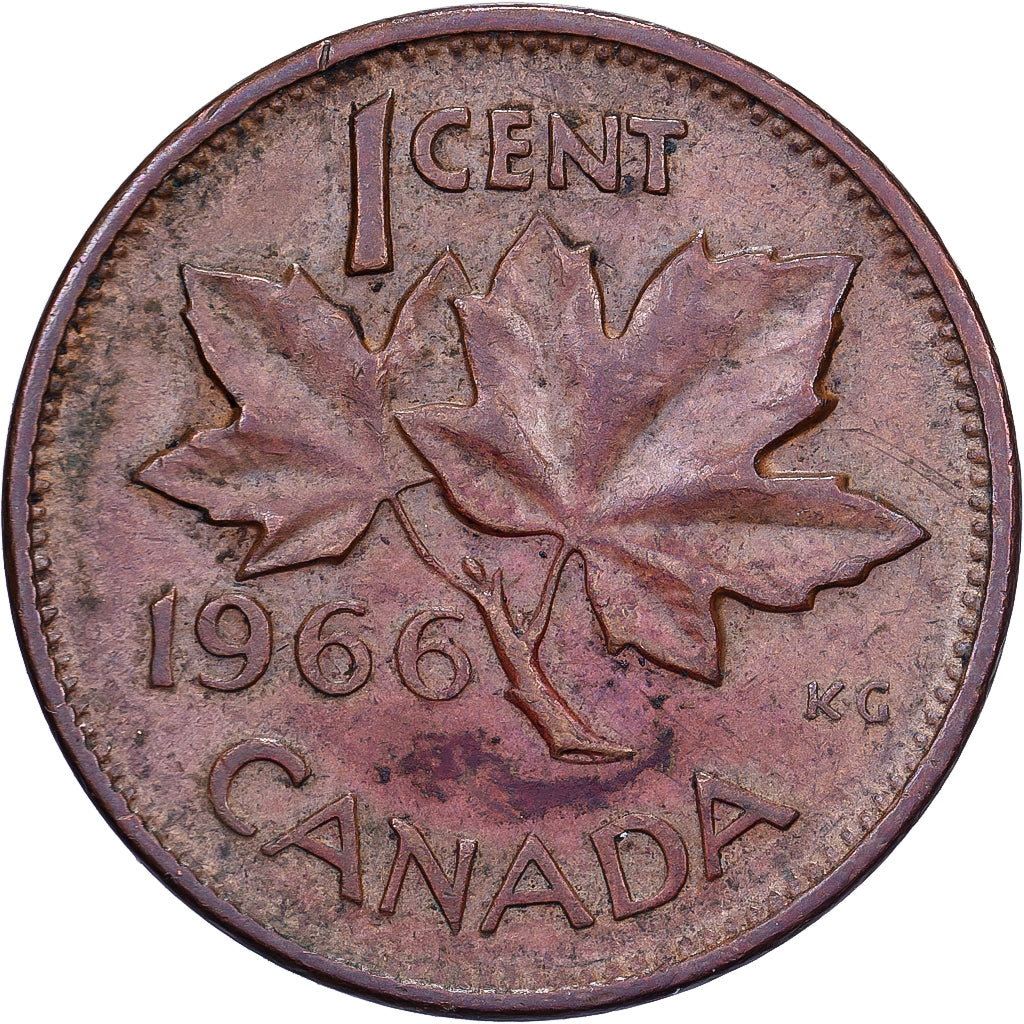 Canada, Elizabeth II, Cent, 1966, Royal Canadian Mint, Bronzo, BB, KM:59.1