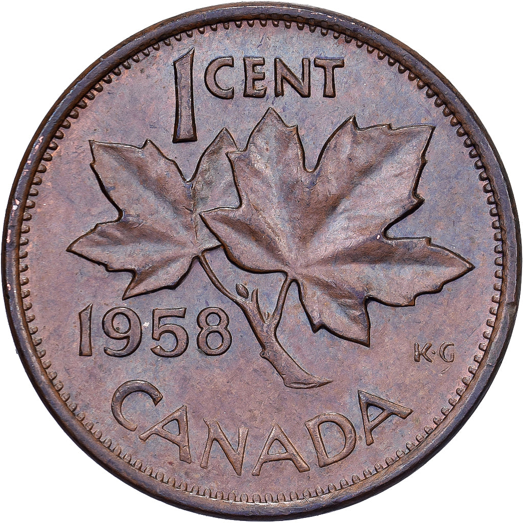 Canadá, Elizabeth II, Cent, 1958, Royal Canadian Mint, Bronze, AU(50-53), KM:49