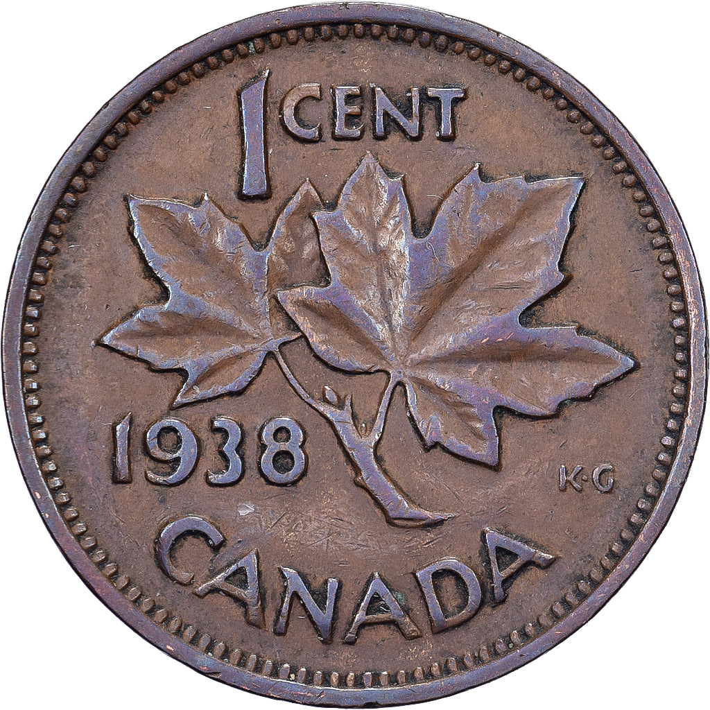 Canadá, George VI, Cent, 1938, Royal Canadian Mint, Bronze, EF(40-45), KM:32