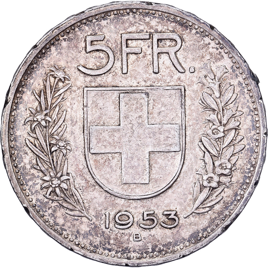 Switzerland, 5 Francs, 1953, Bern, Silver, EF(40-45), KM:40