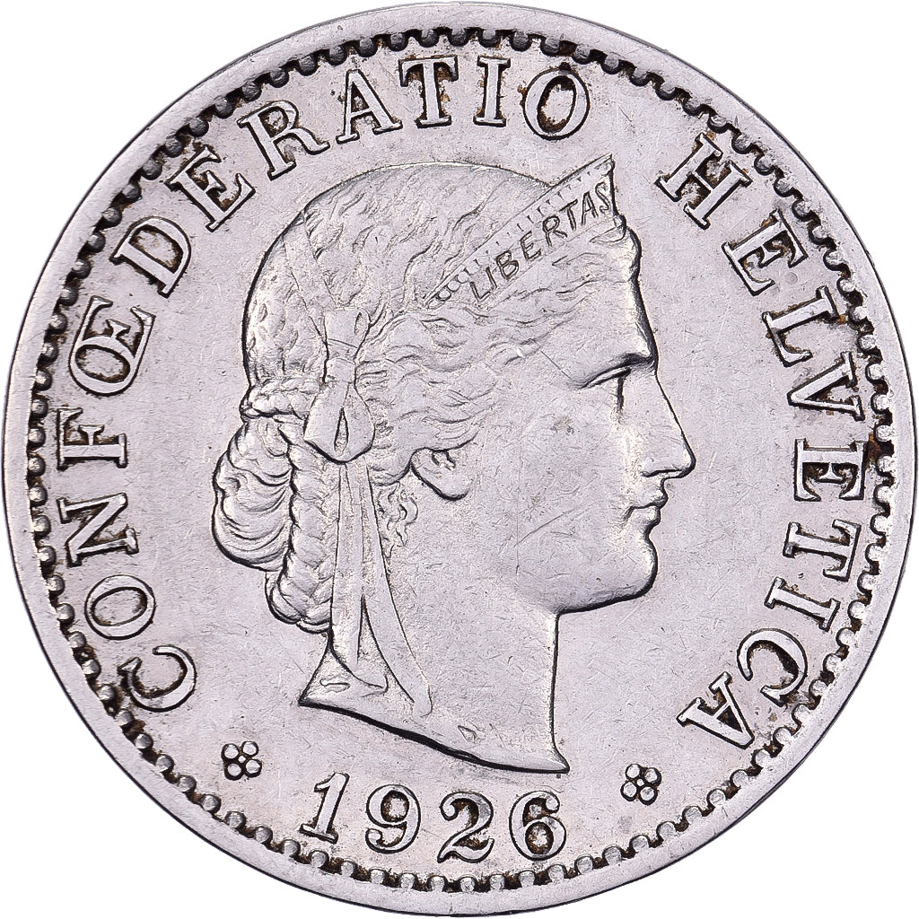 Svizzera, 20 Rappen, 1926, Bern, Nichel, BB, KM:29