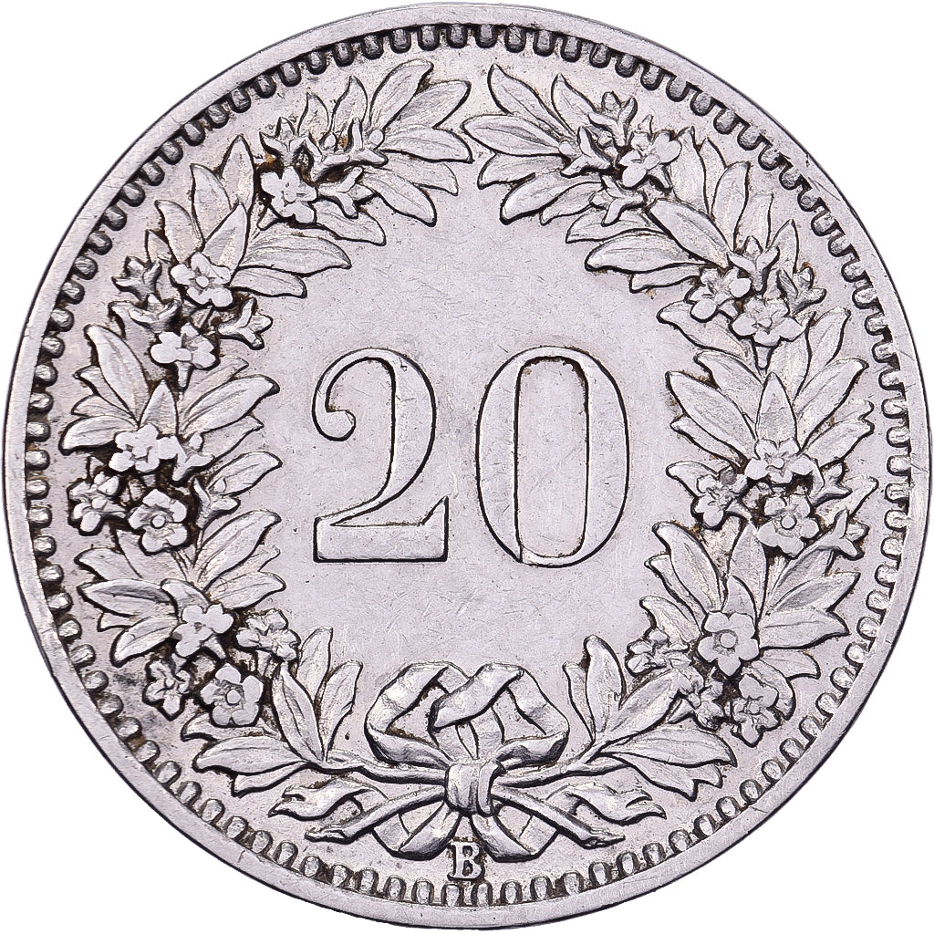 Svizzera, 20 Rappen, 1926, Bern, Nichel, BB, KM:29