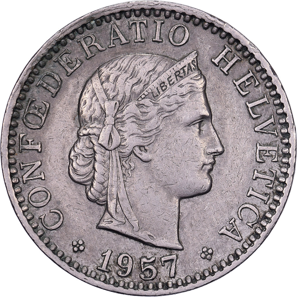 Svizzera, 20 Rappen, 1957, Bern, Rame-nichel, BB, KM:29a