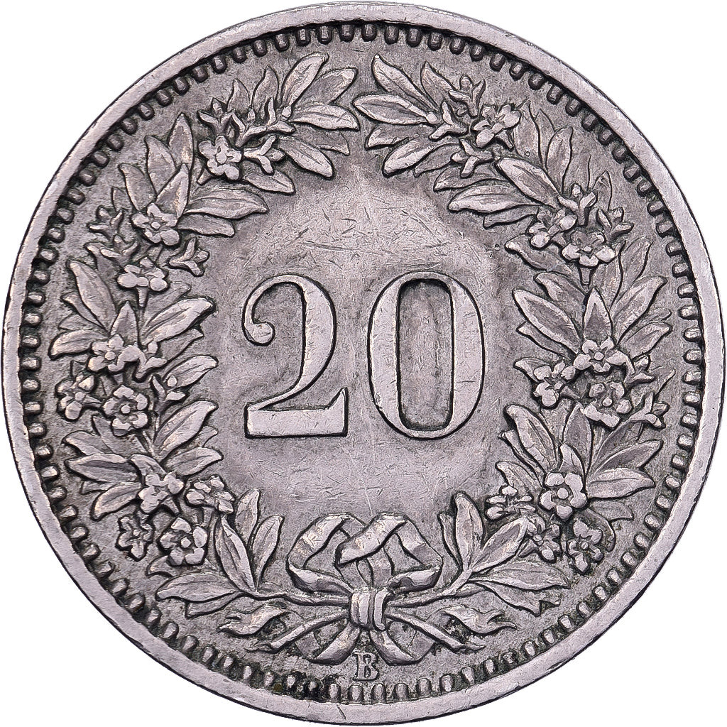 Svizzera, 20 Rappen, 1957, Bern, Rame-nichel, BB, KM:29a