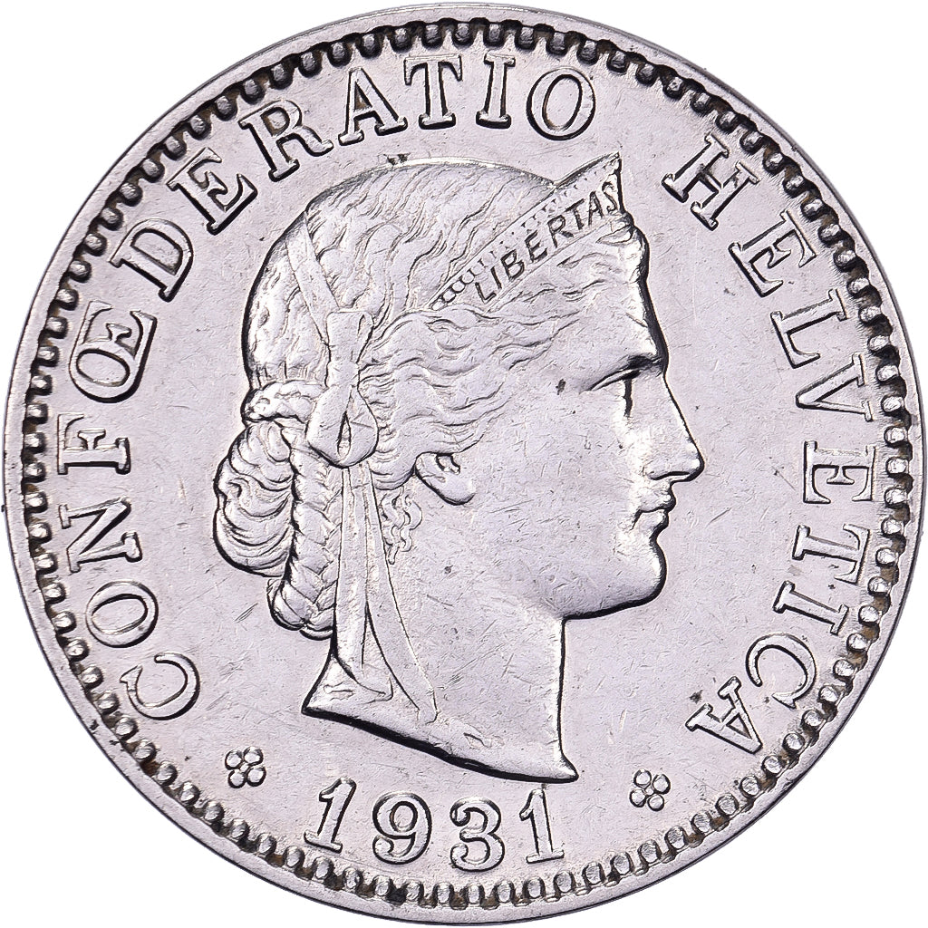 Svizzera, 20 Rappen, 1931, Bern, Nichel, BB, KM:29