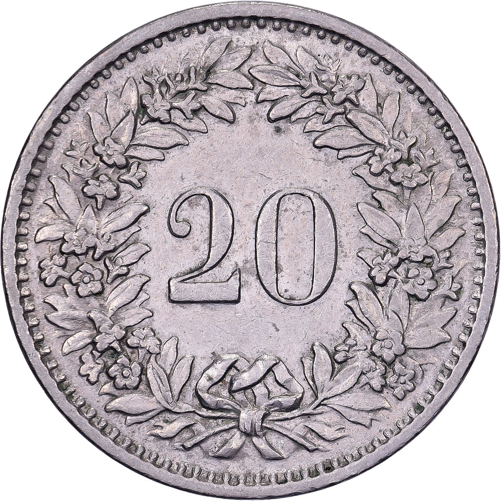 Switzerland, 20 Rappen, 1971, Bern, Copper-nickel, AU(50-53), KM:29a