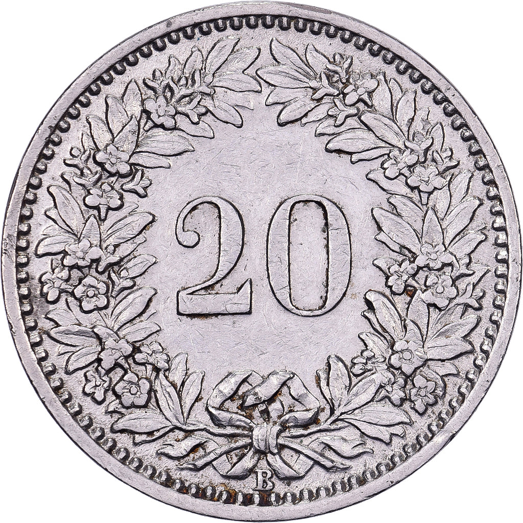 Svizzera, 20 Rappen, 1920, Bern, Nichel, BB, KM:29