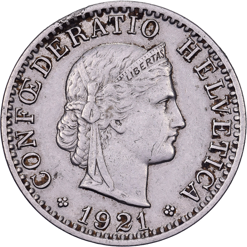 Suíça, 20 Rappen, 1921, Bern, Níquel, EF(40-45), KM:29