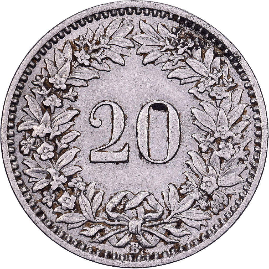 Suíça, 20 Rappen, 1921, Bern, Níquel, EF(40-45), KM:29