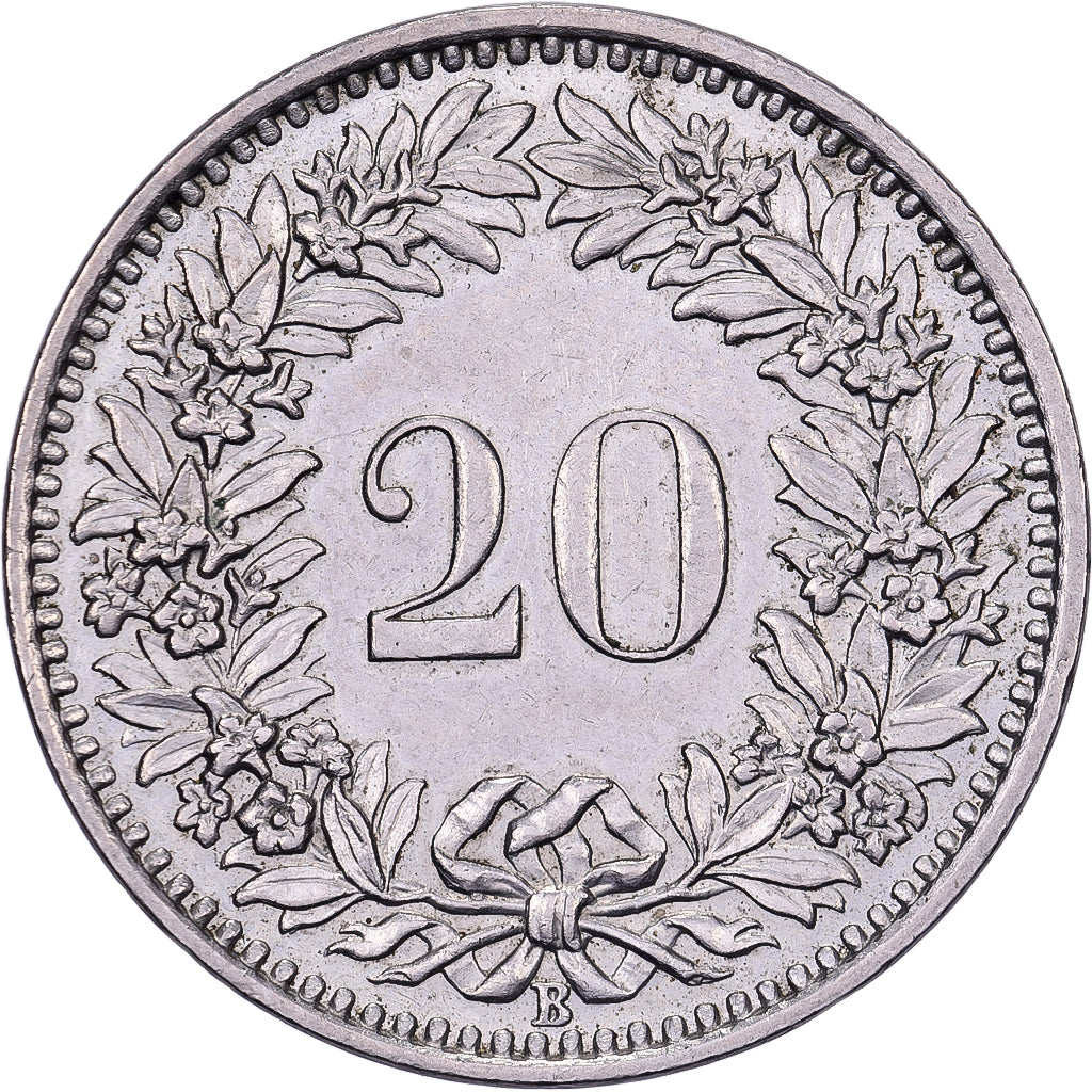 Szwajcaria, 20 Rappen, 1960, Bern, Miedź-Nikiel, AU(50-53), KM:29a