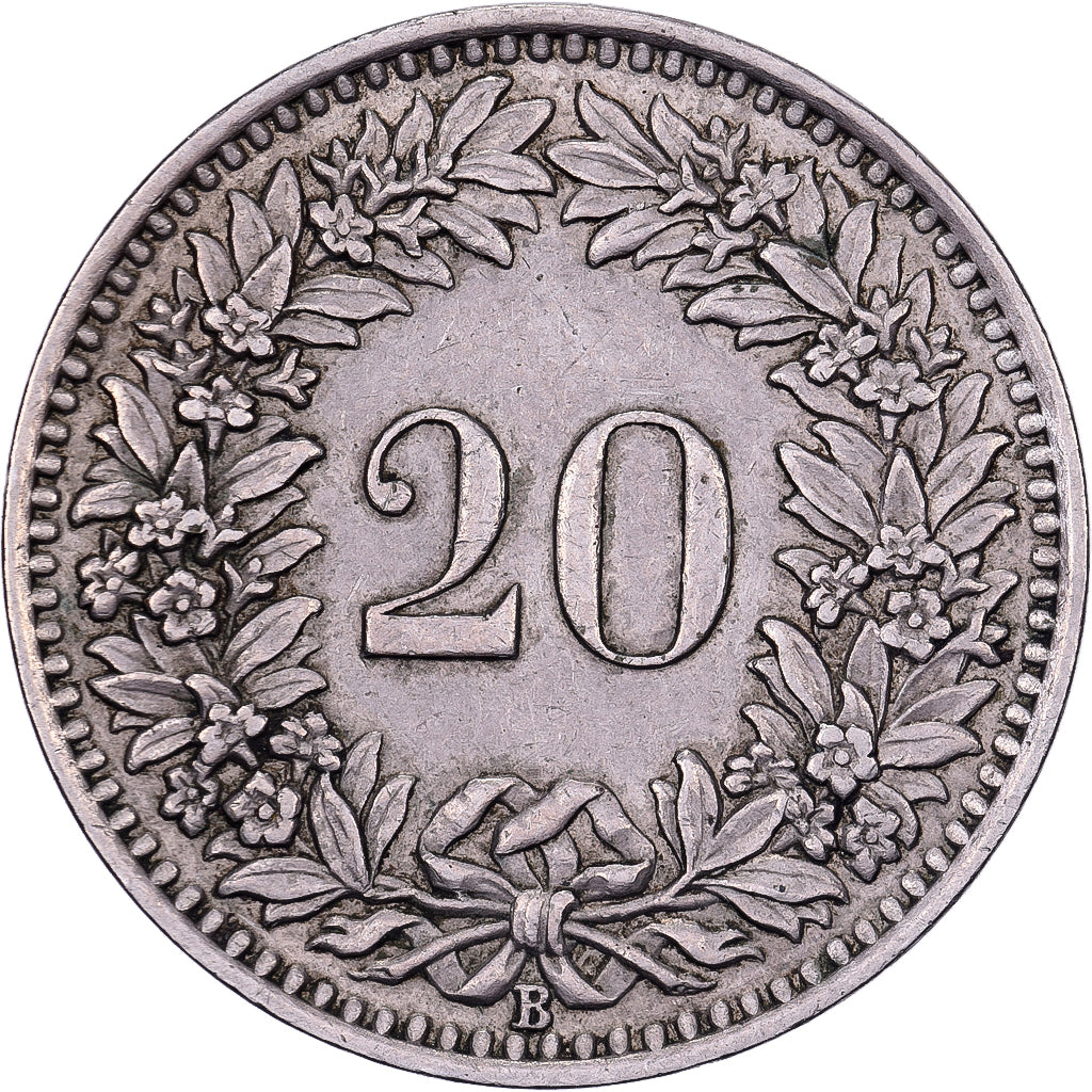 Switzerland, 20 Rappen, 1943, Bern, Copper-nickel, EF(40-45), KM:29a