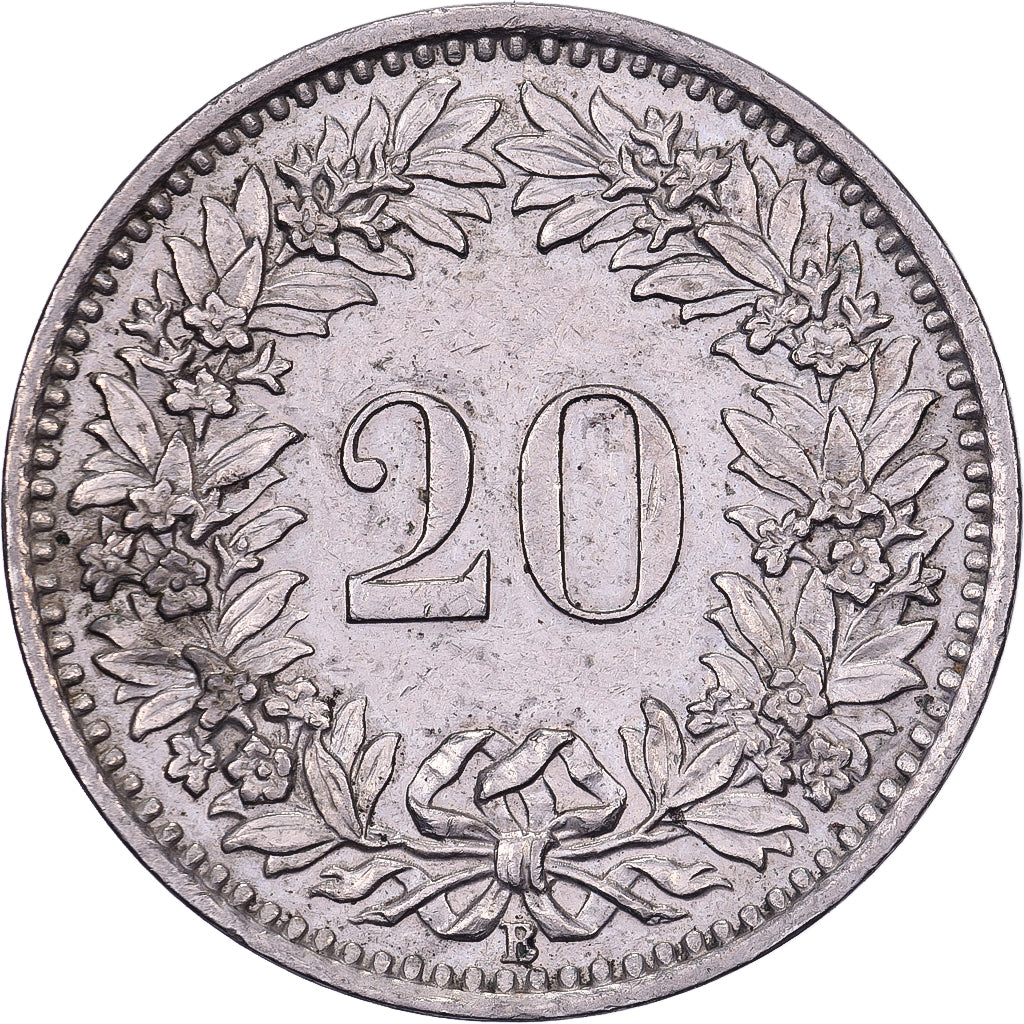 Zwitserland, 20 Rappen, 1959, Bern, Cupro-nikkel, ZF+, KM:29a