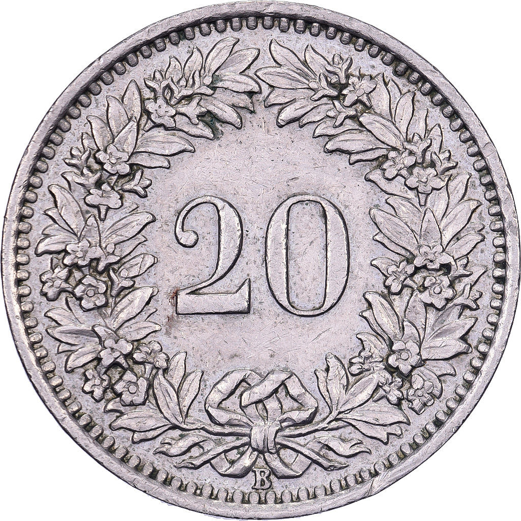 Switzerland, 20 Rappen, 1954, Bern, Copper-nickel, EF(40-45), KM:29a