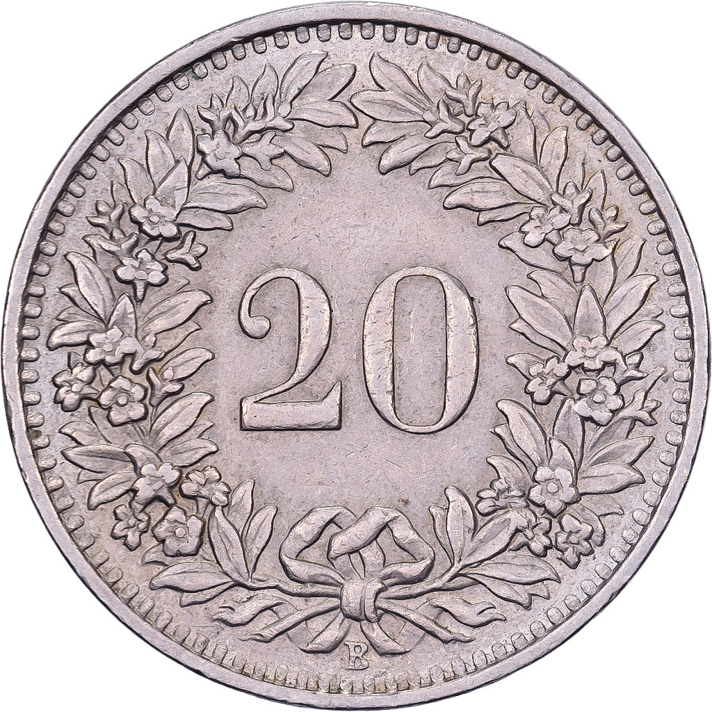 Szwajcaria, 20 Rappen, 1951, Bern, Miedź-Nikiel, AU(50-53), KM:29a