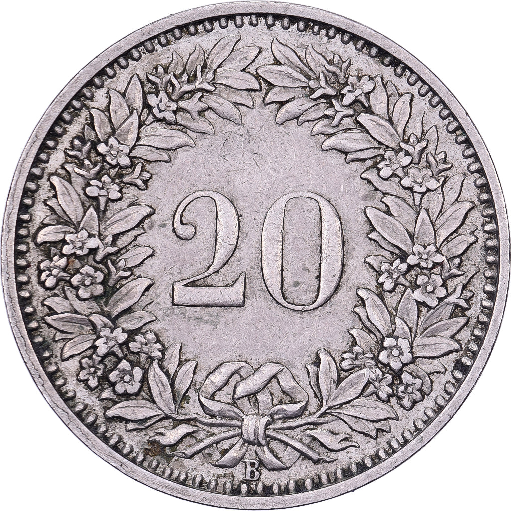 Szwajcaria, 20 Rappen, 1939, Bern, Miedź-Nikiel, EF(40-45), KM:29a
