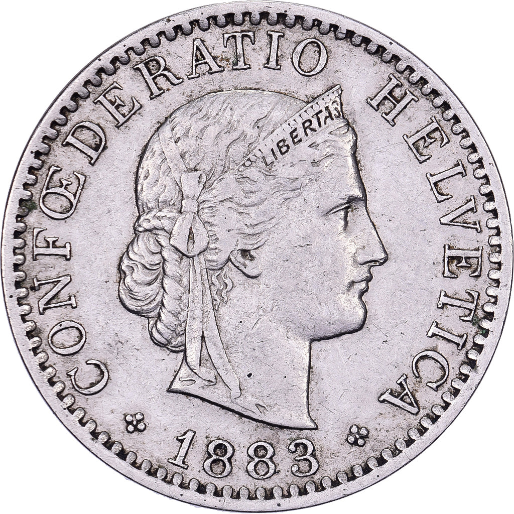 Suiza, 20 Rappen, 1883, Bern, Níquel, MBC, KM:29