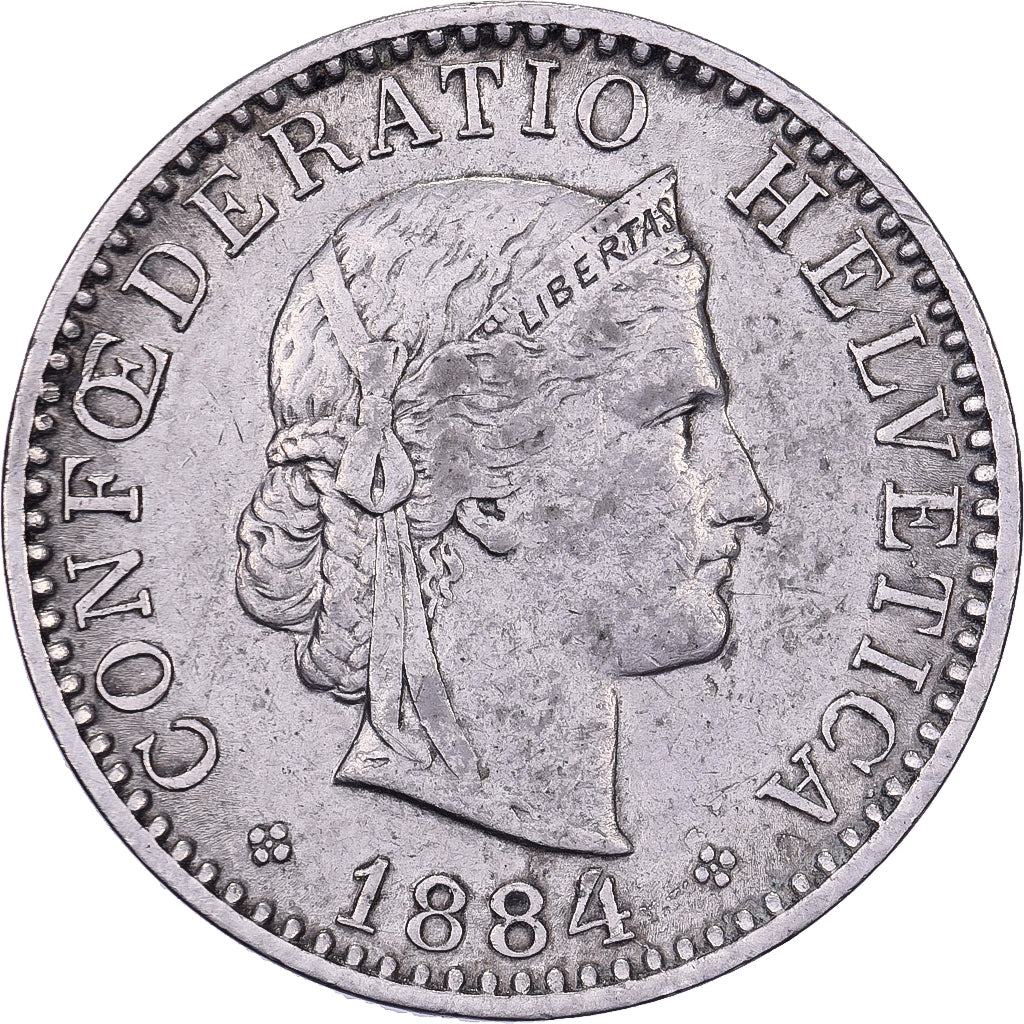 Switzerland, 20 Rappen, 1884, Bern, Nickel, VF(30-35), KM:29